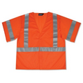 S662 ANSI Class 3 Hi-Viz Orange Mesh Safety Vest w/ Hook & Loop (Large)